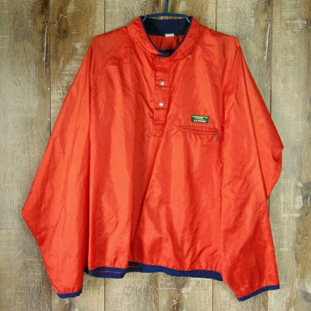 Vintage L.L.Bean Red & Blue Button Snap Windbreake